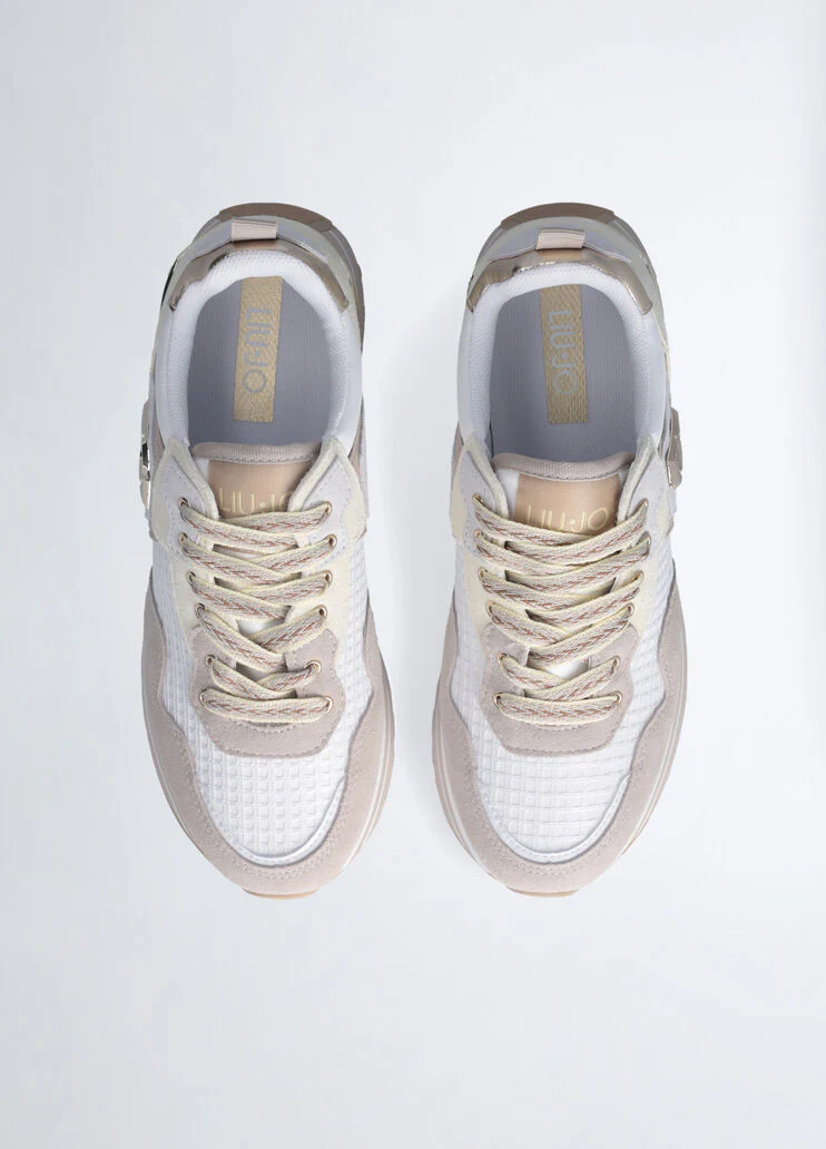 Suede and mesh platform sneakers