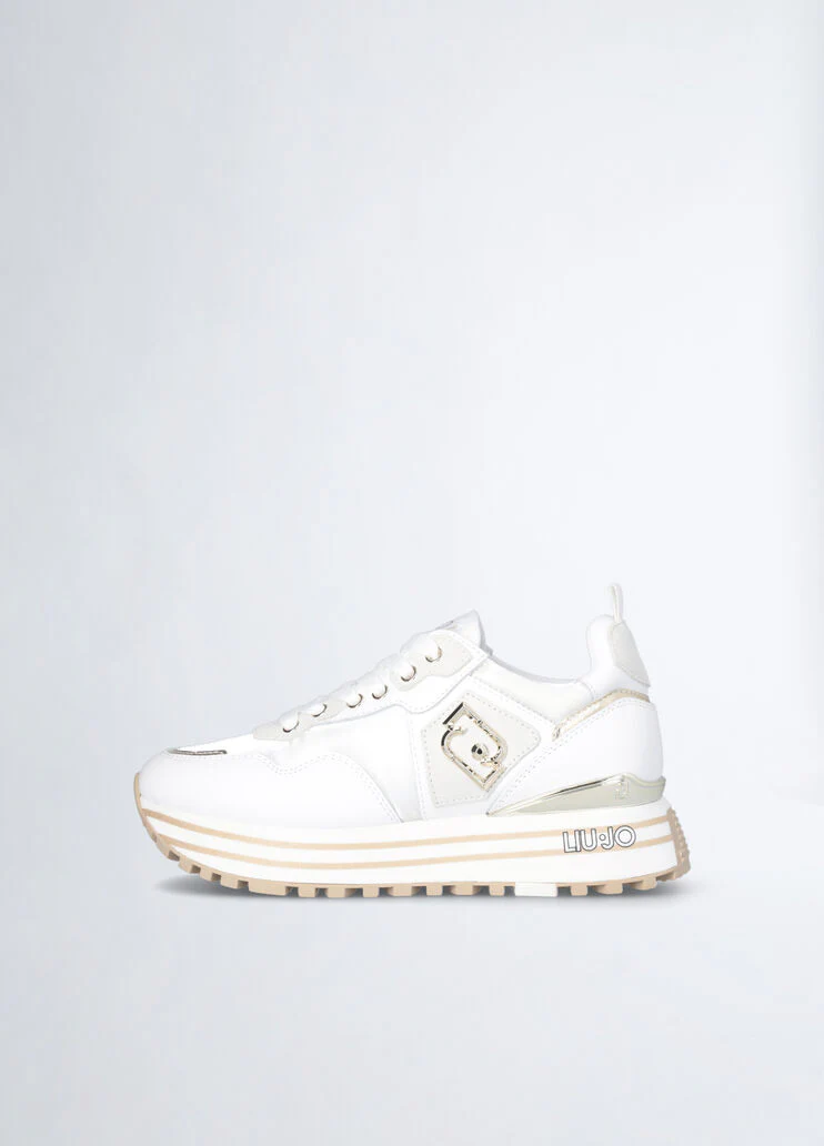 Leather and nylon platform sneakers