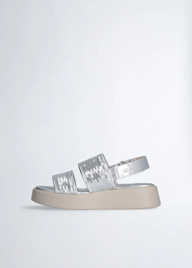 platform sandals with sequins