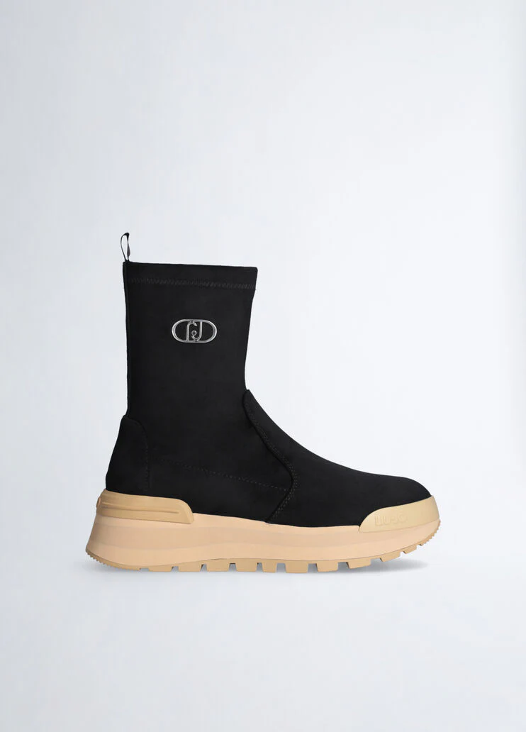 Black ankle boots with logo