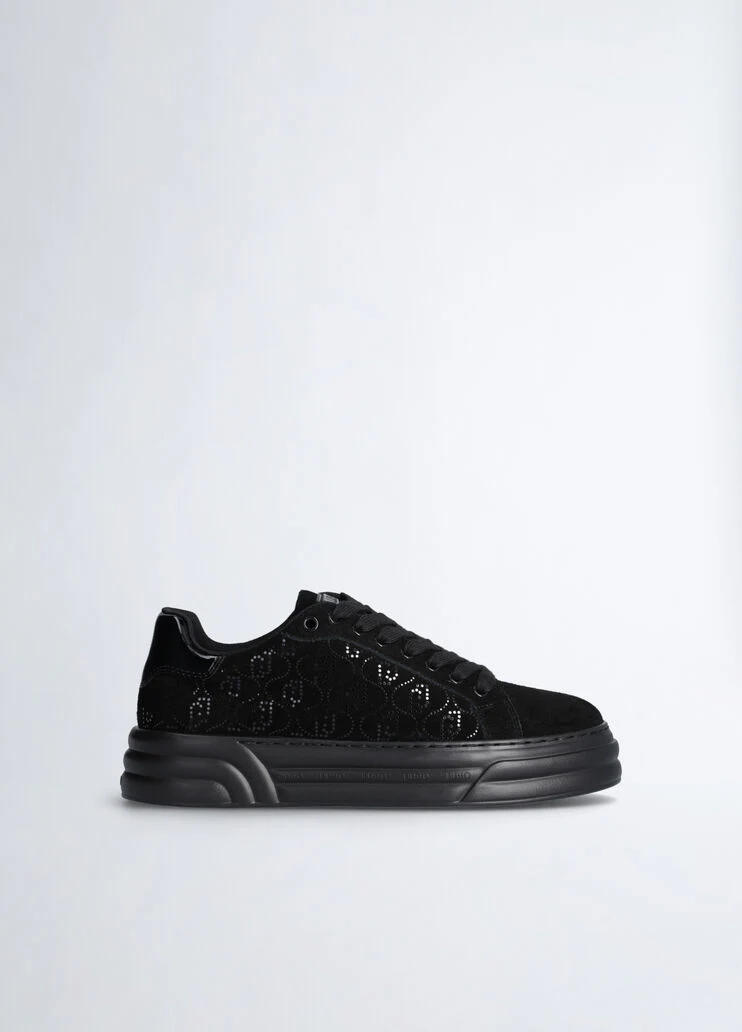 Black monogram sneakers