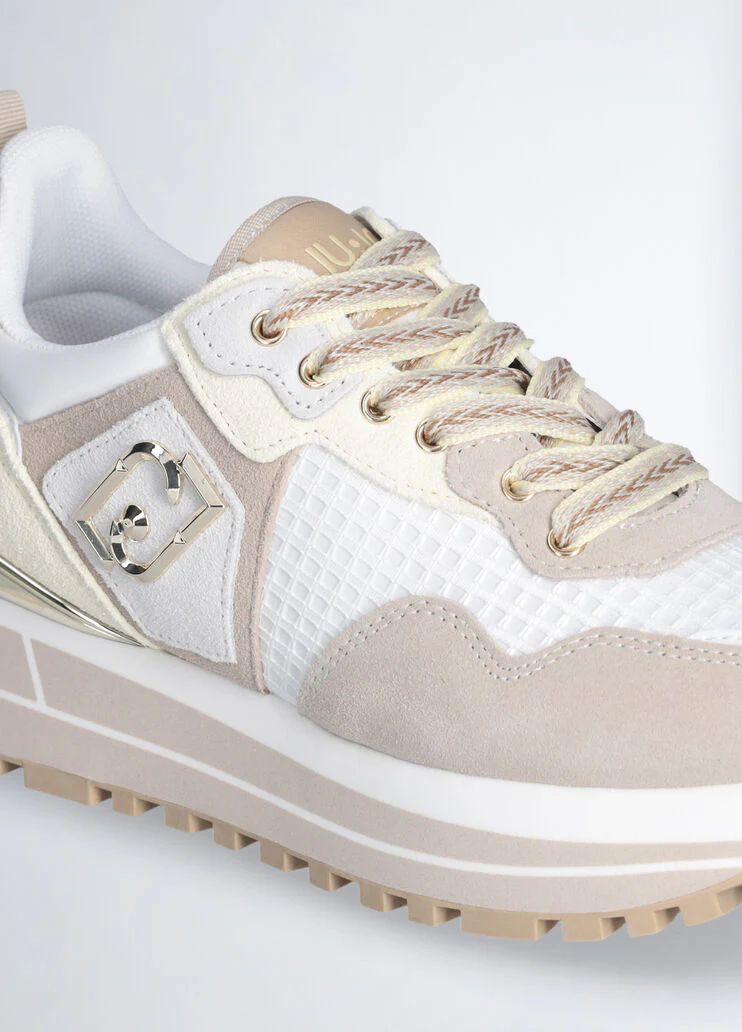 Suede and mesh platform sneakers