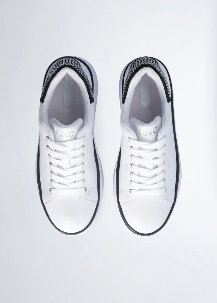 Leather sneakers with rhinestones
