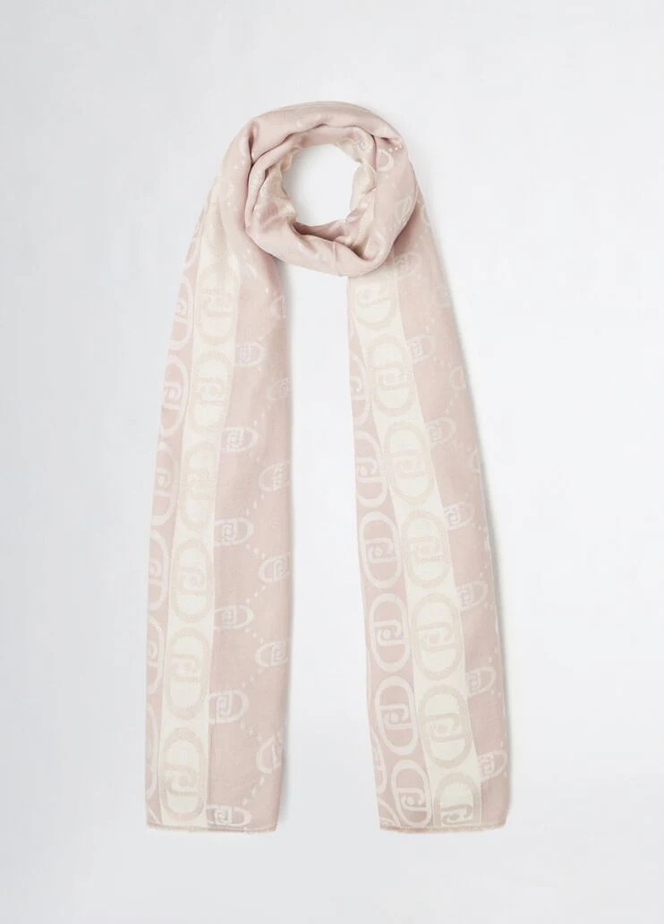 Peach jacquard monogram stole