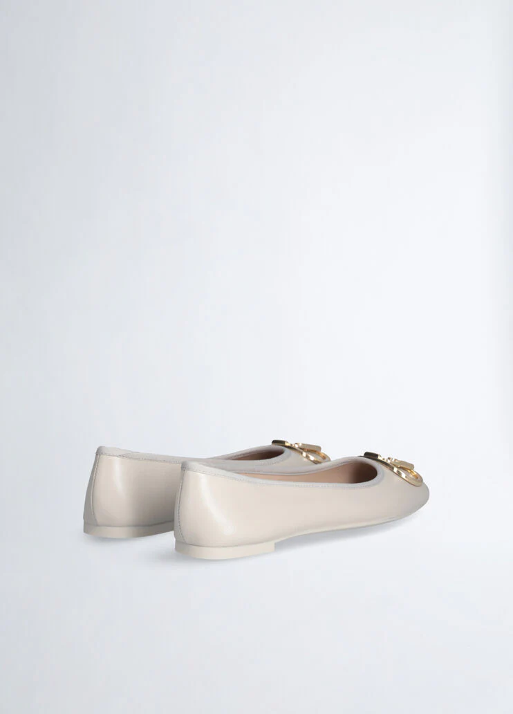 White leather ballet flats