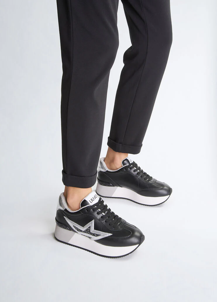 Black leather sneakers