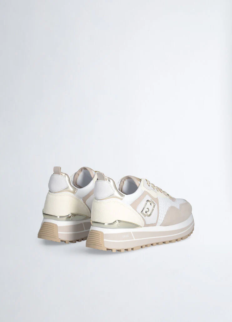 Suede and mesh platform sneakers