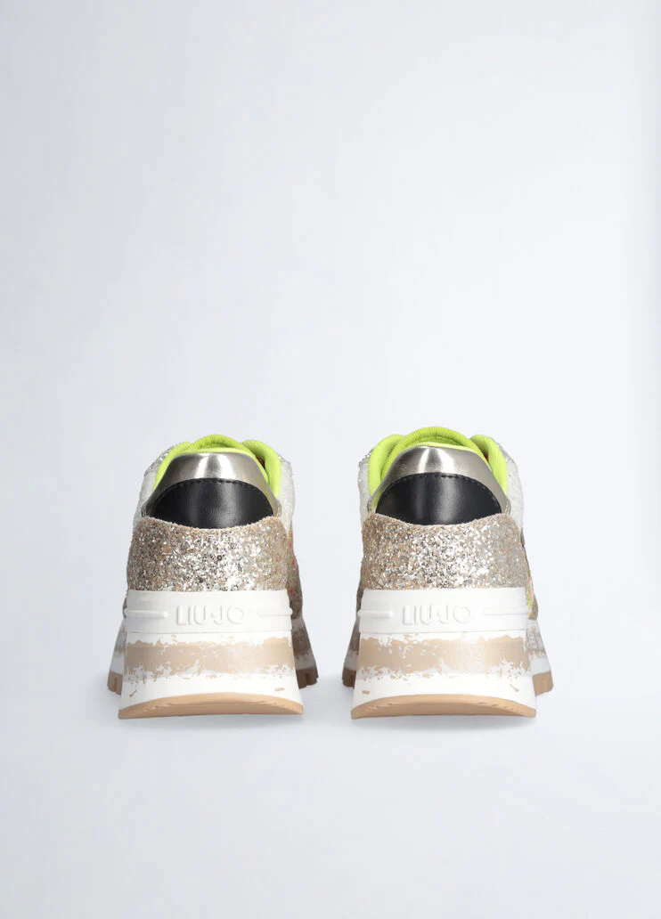 Platform sneakers with full glitter