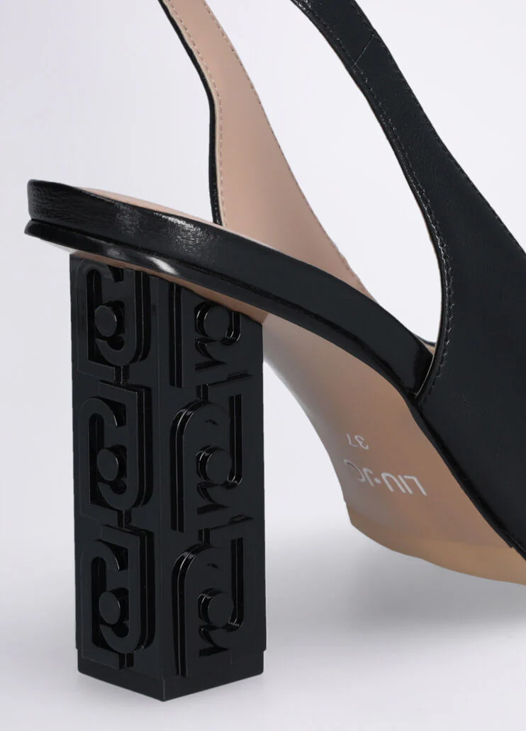 Slingbacks with branded heel