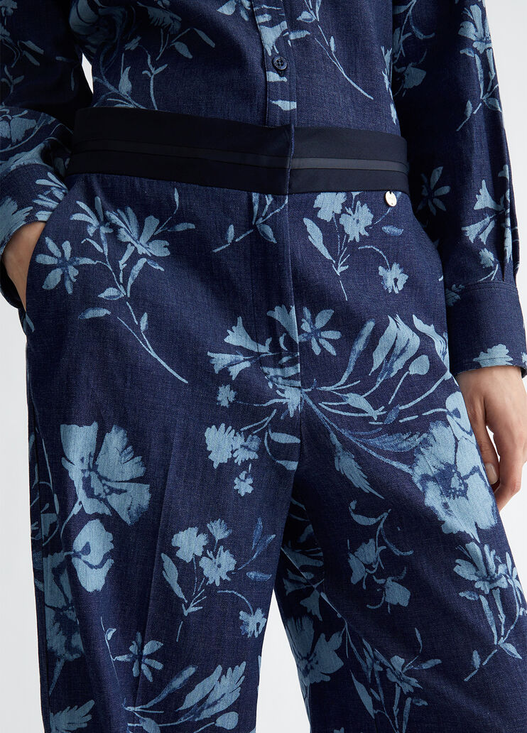 Palazzo jeans with floral print