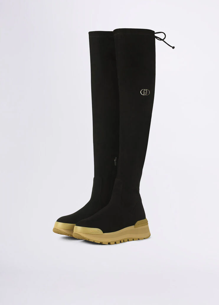 Black over-knee sneakers