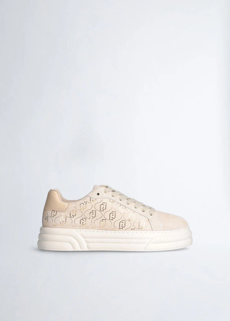 Beige monogram platform sneakers