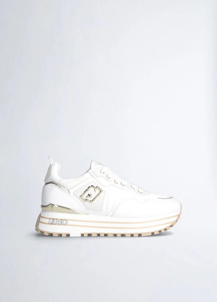 Leather and nylon platform sneakers