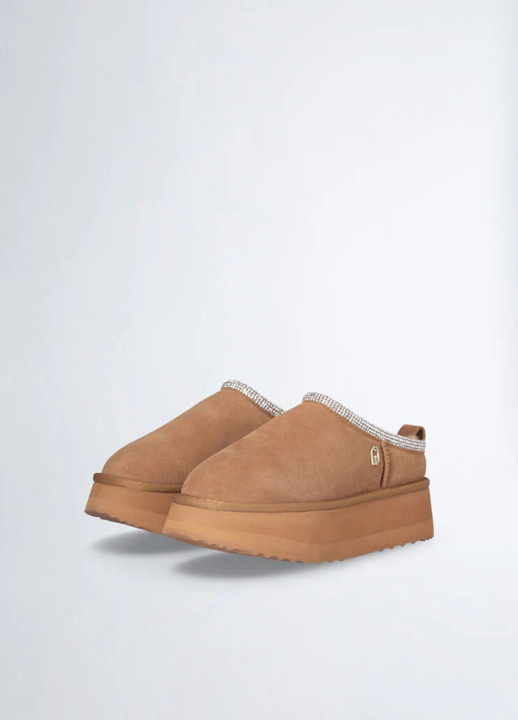 Suede platform mules