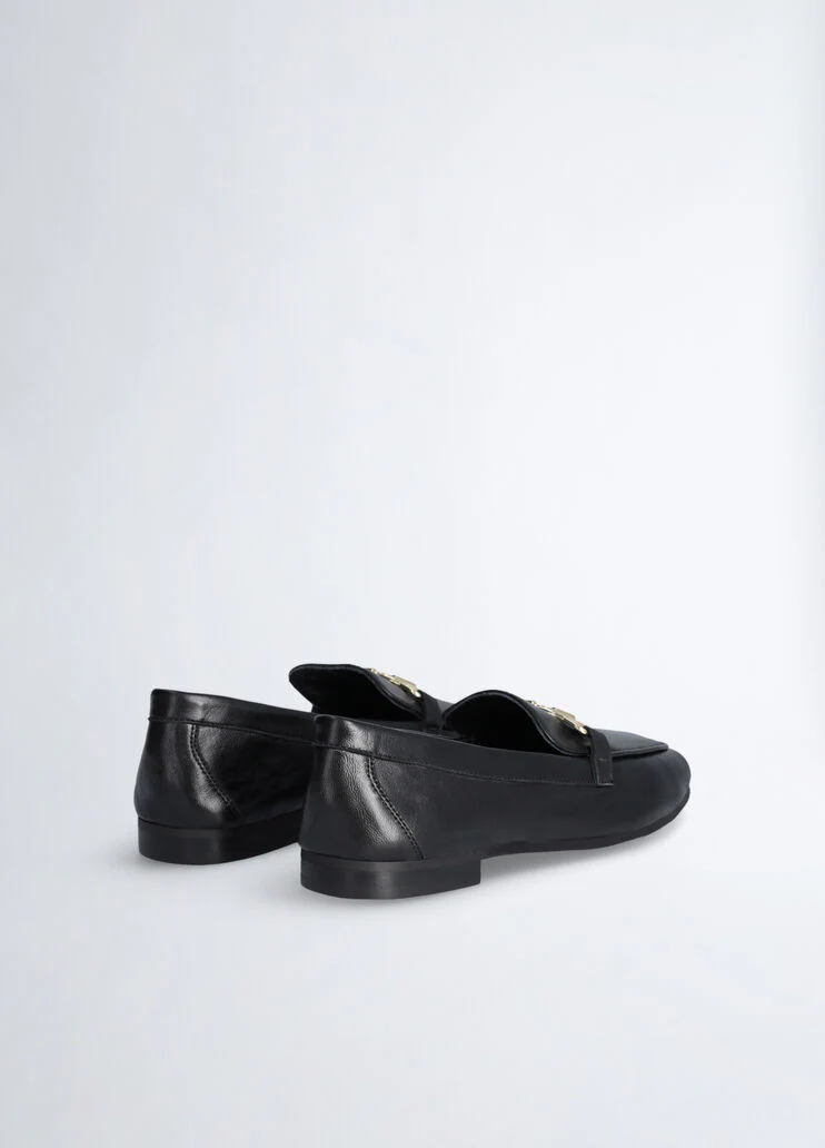 Black soft nappa leather loafers
