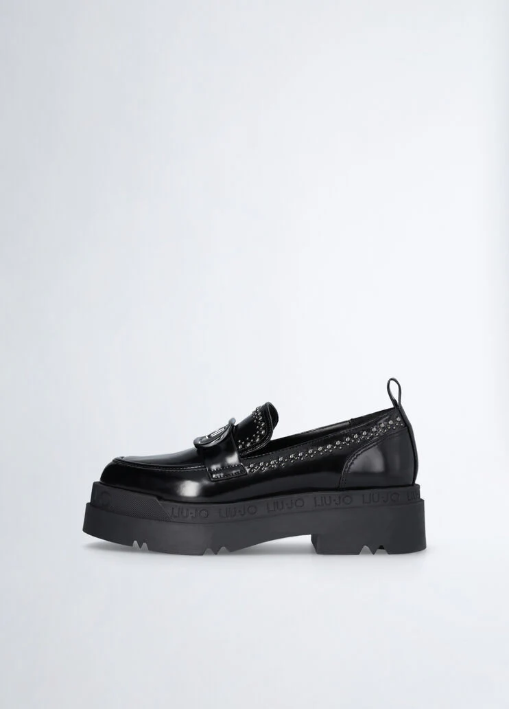 Platform loafers with studs
