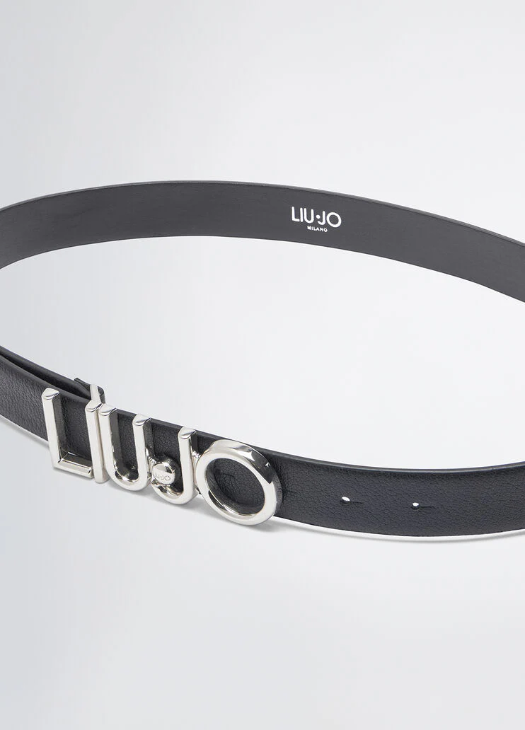 Belt with logo buckle
