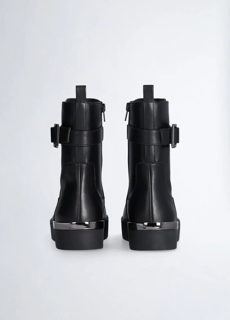 Black ankle boots with buckle