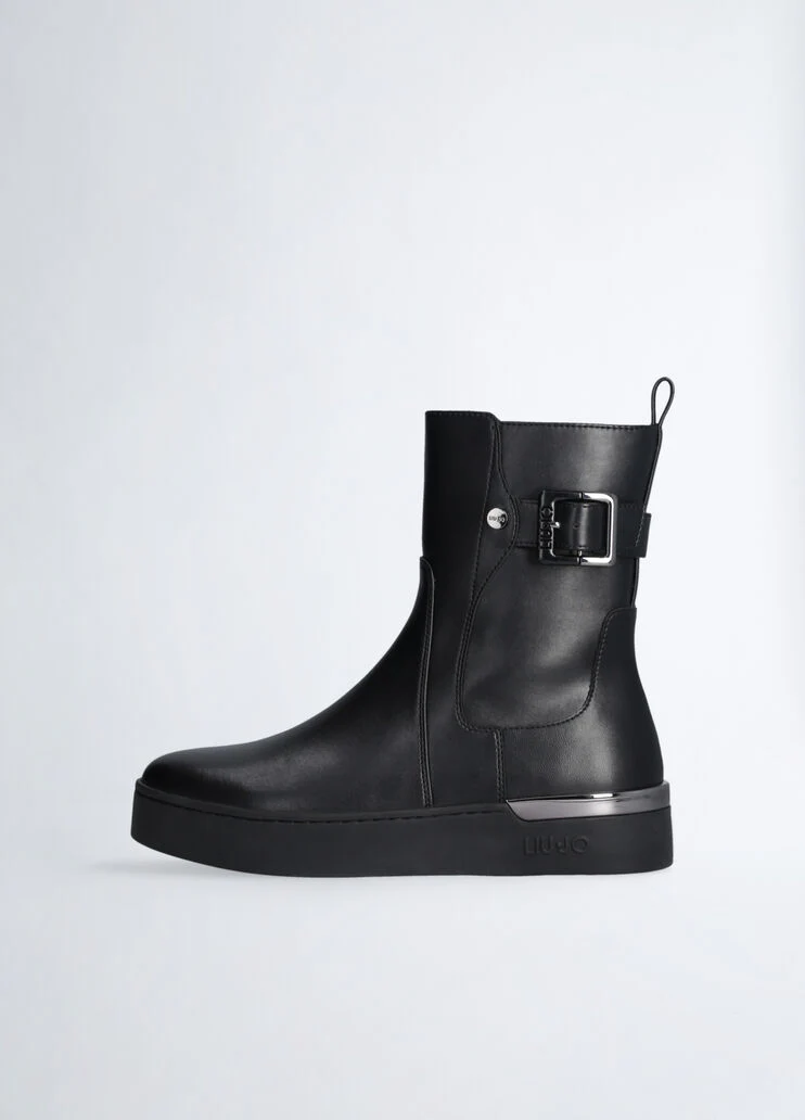 Black ankle boots with buckle