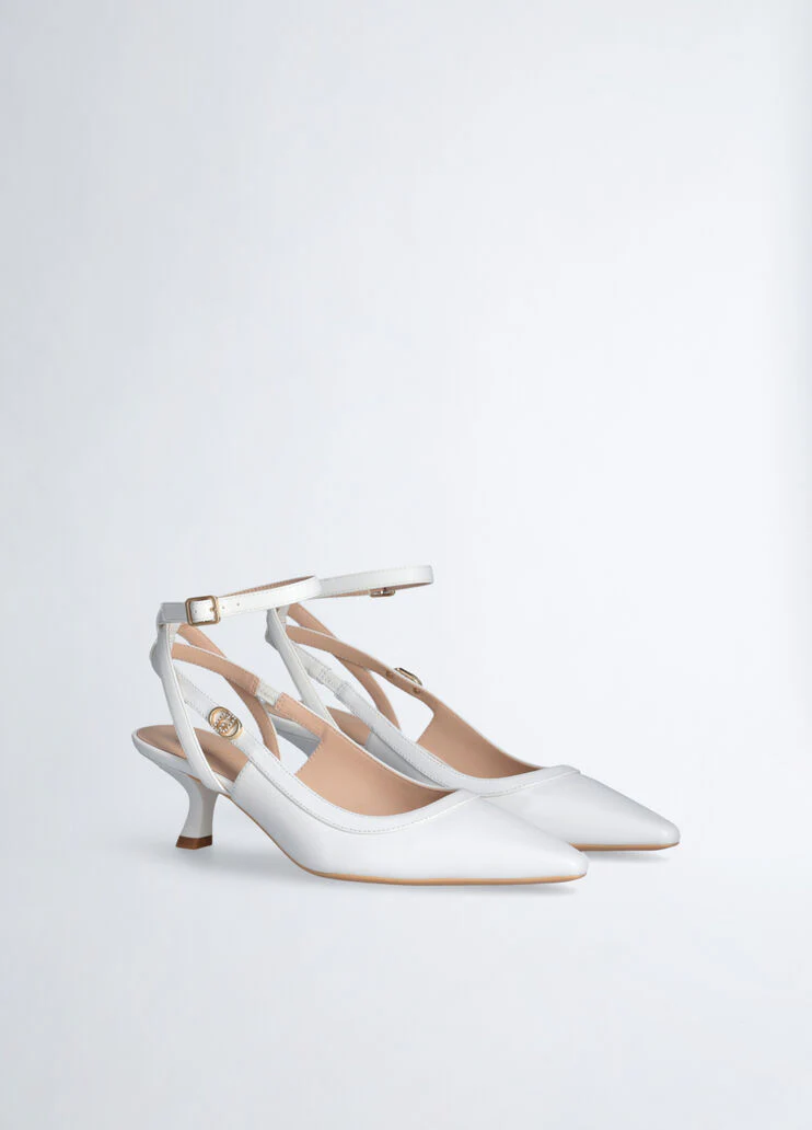 White slingbacks with low heel