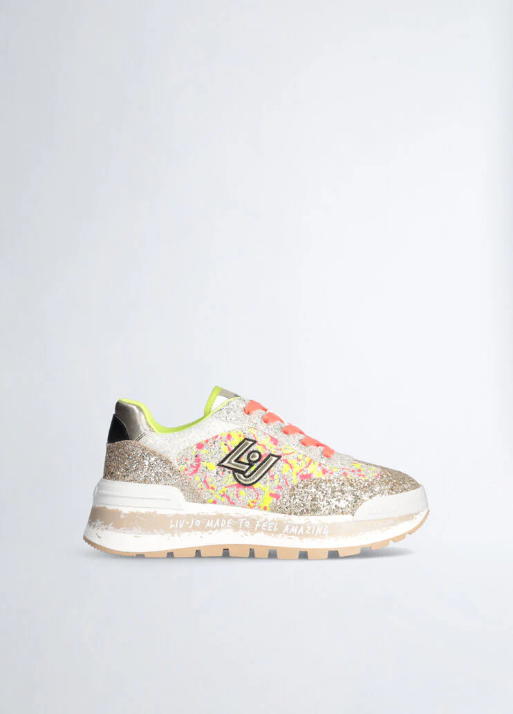 Platform sneakers with full glitter