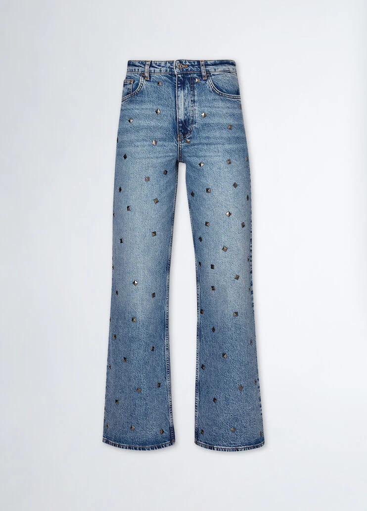 Flared jeans with studs