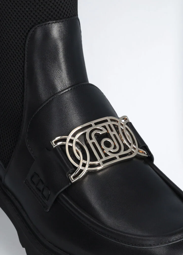 Leather loafer boots