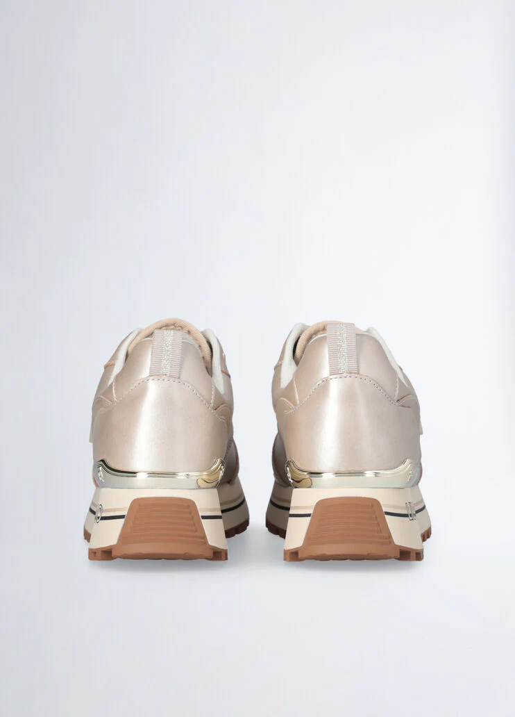 White metallic-effect leather sneakers