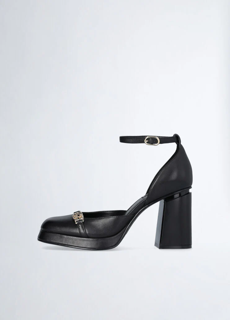 Black two-piece court shoes