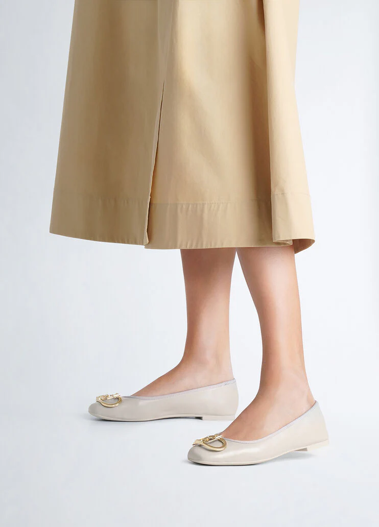 White leather ballet flats