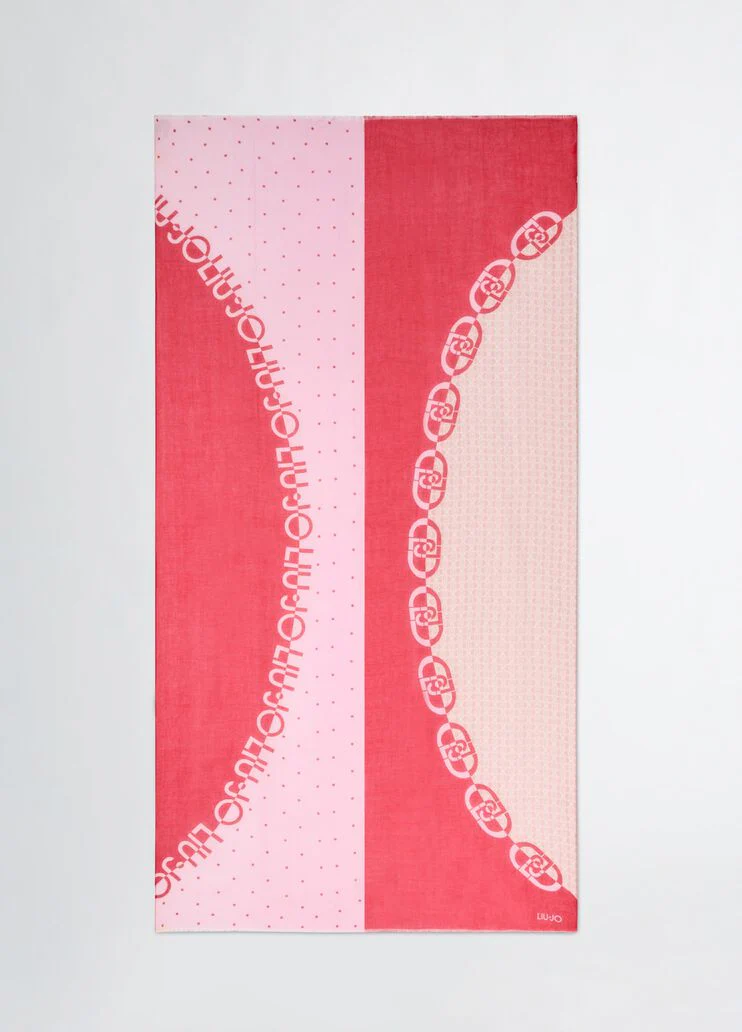 Red color-block stole