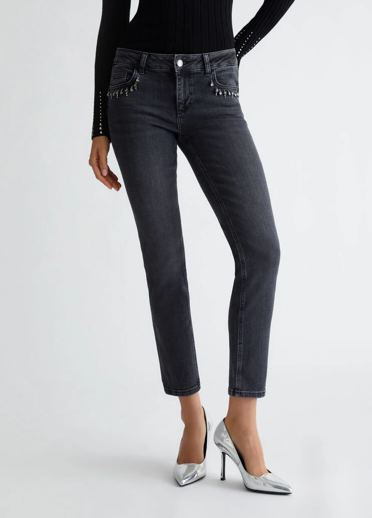 Bottom Up skinny jeans with gemstones