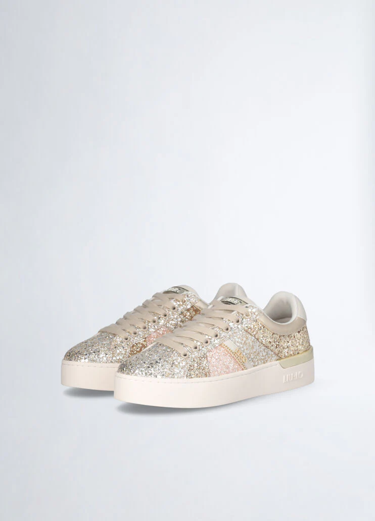 Sneakers with multicolour glitter