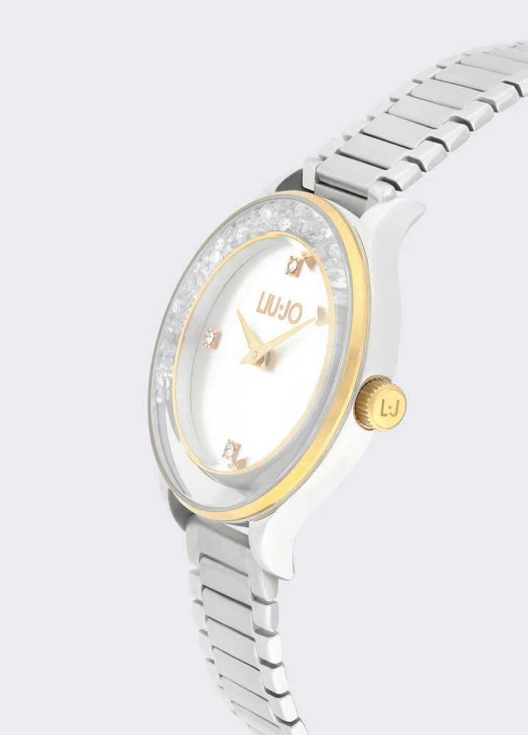 Two-tone watch with diamantés