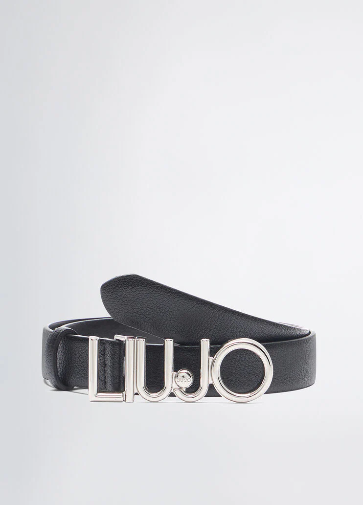 Belt with logo buckle