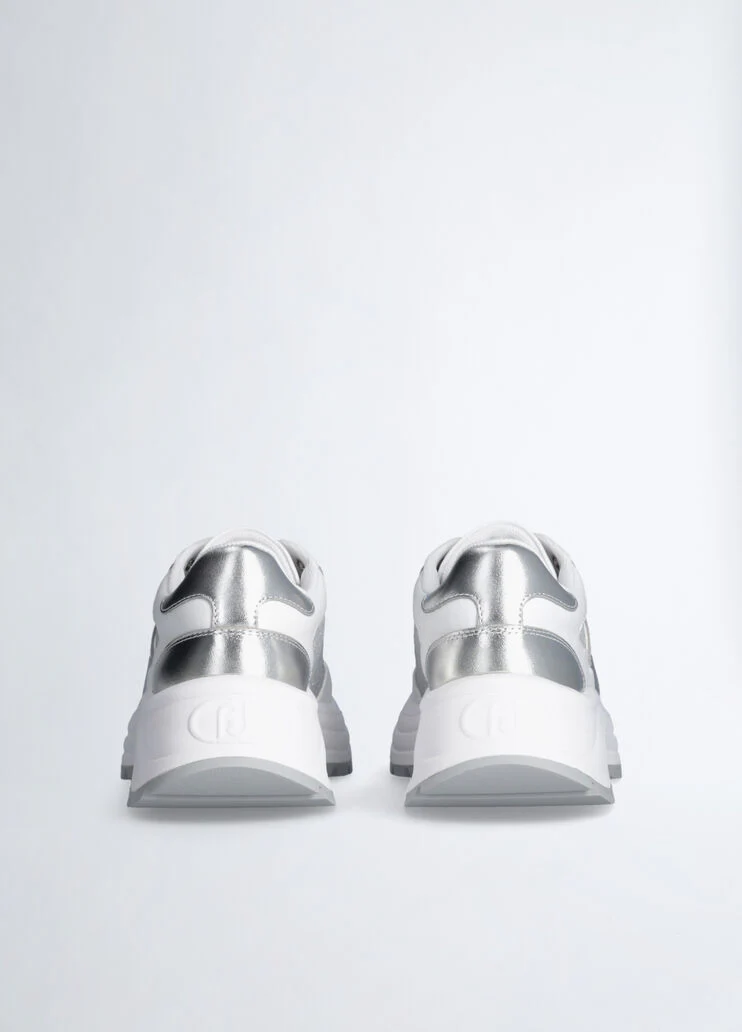 Leather and lurex sneakers