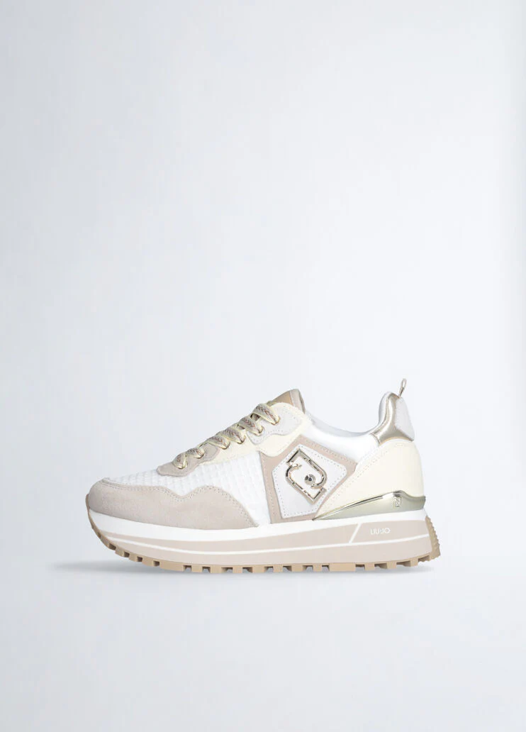 Suede and mesh platform sneakers