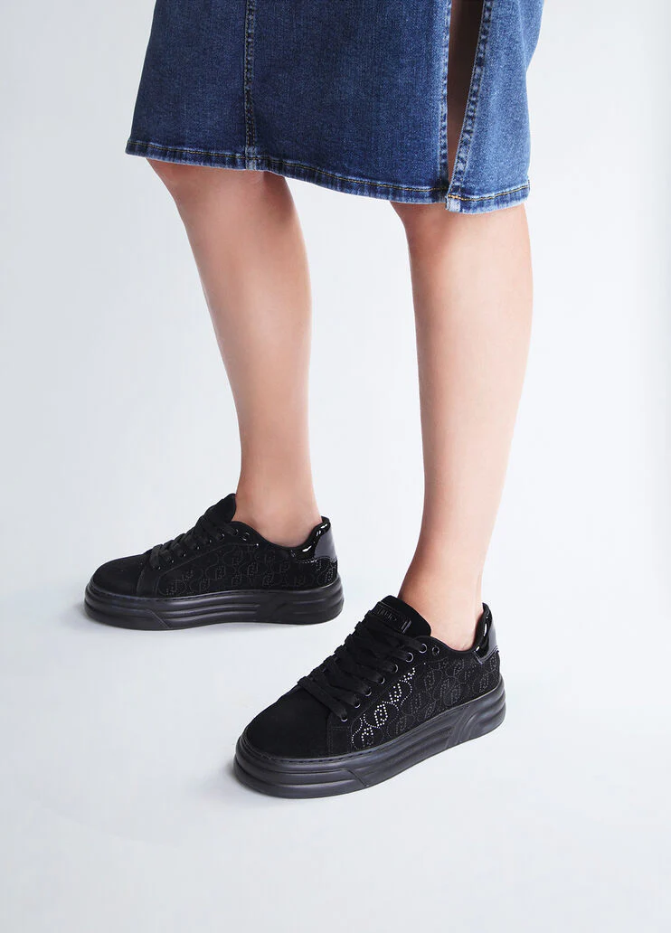 Black monogram sneakers