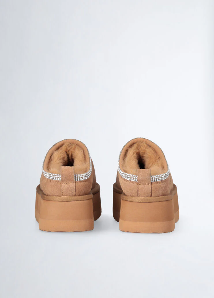 Suede platform mules