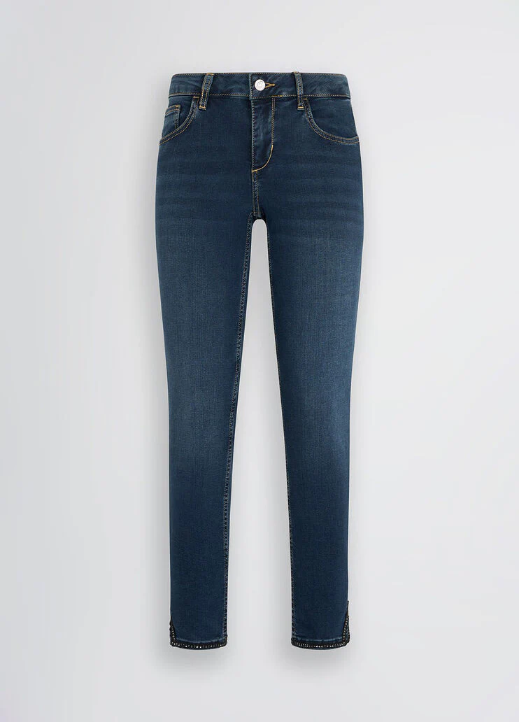 Dark blue skinny jeans with slit