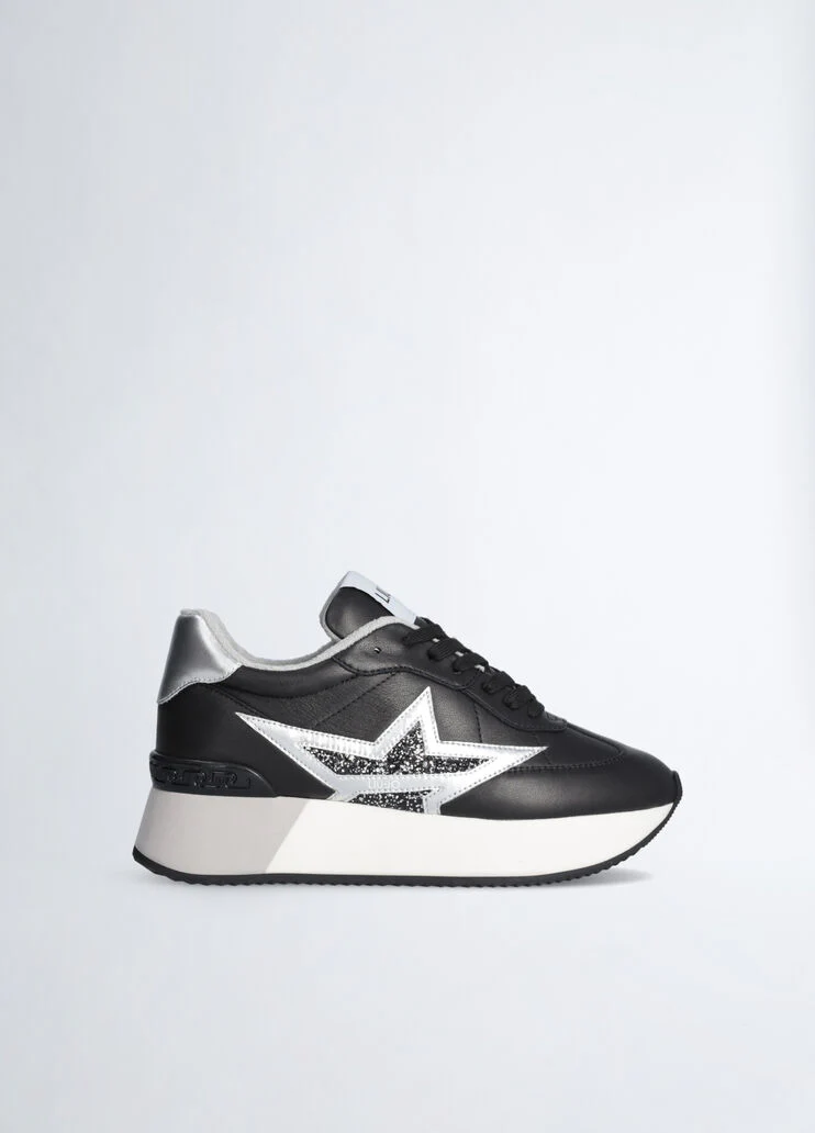 Black leather sneakers