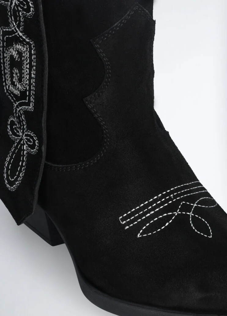 Suede cowboy ankle boots