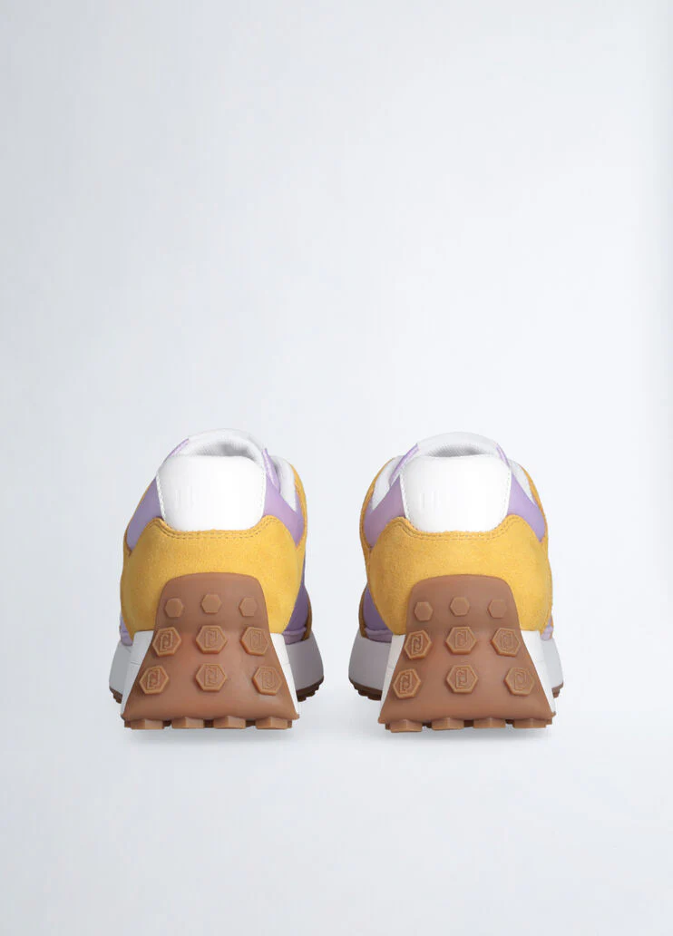 Suede and nylon running shoes