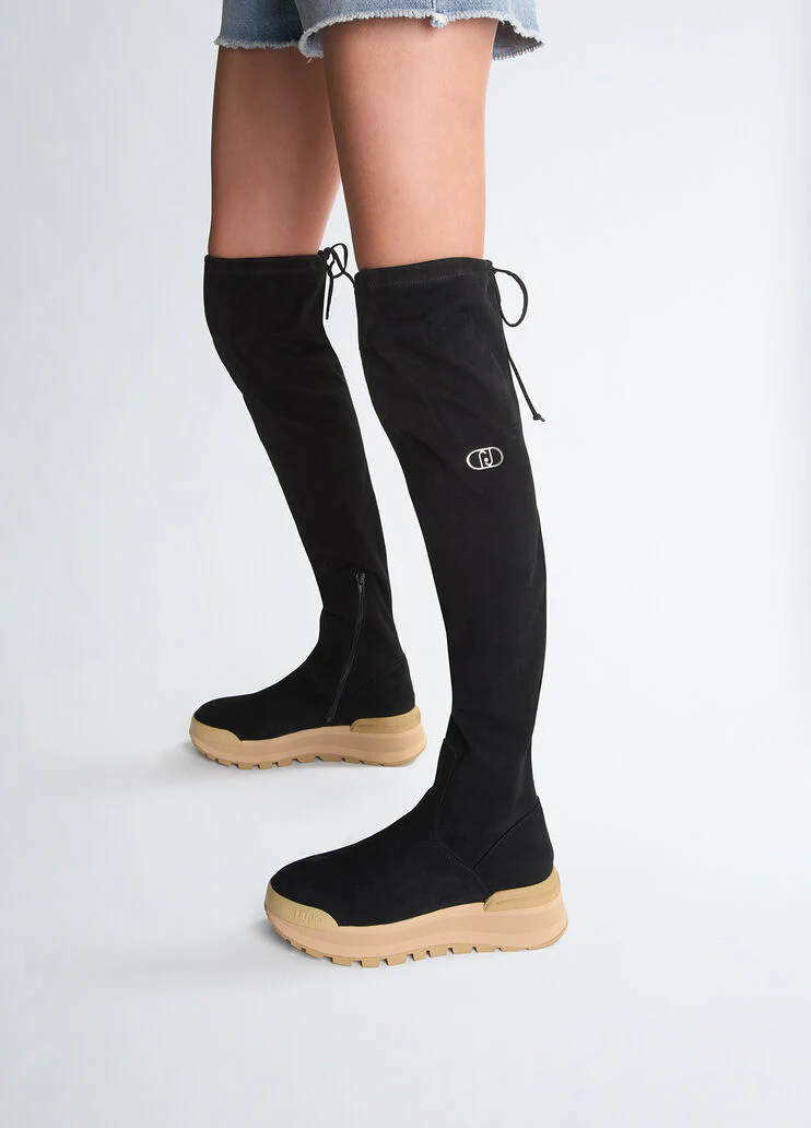 Black over-knee sneakers