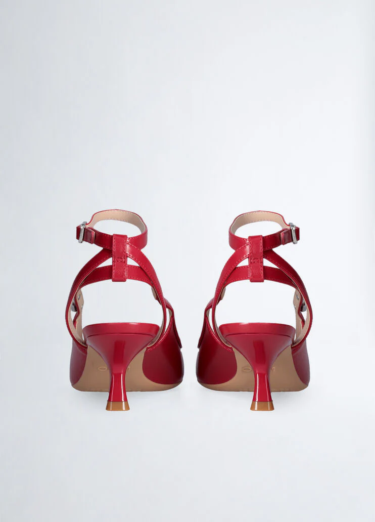 Red slingbacks with low heel