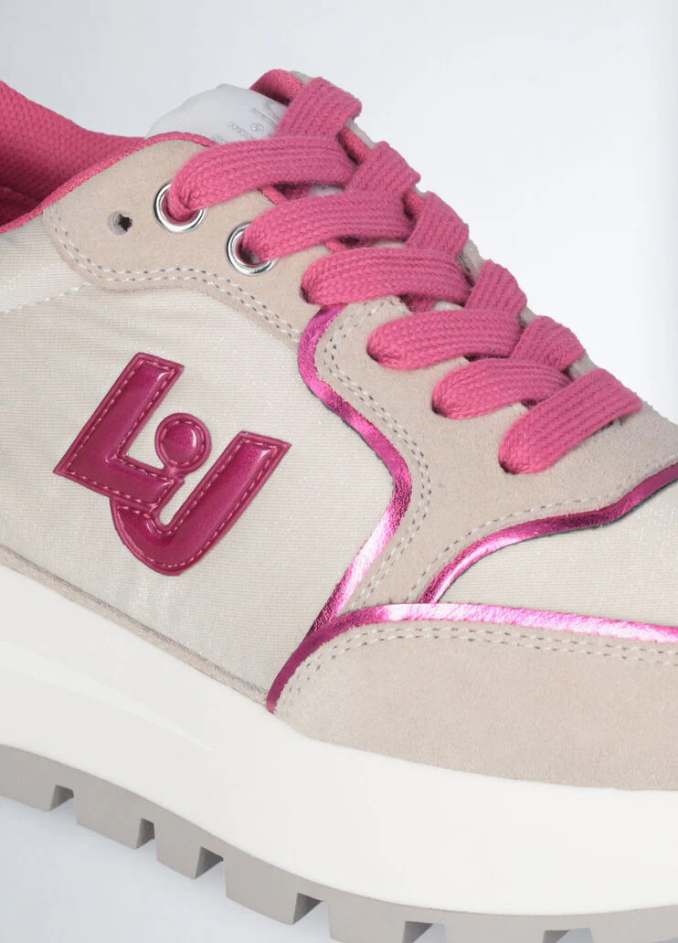 Platform sneakers in suede and nylon