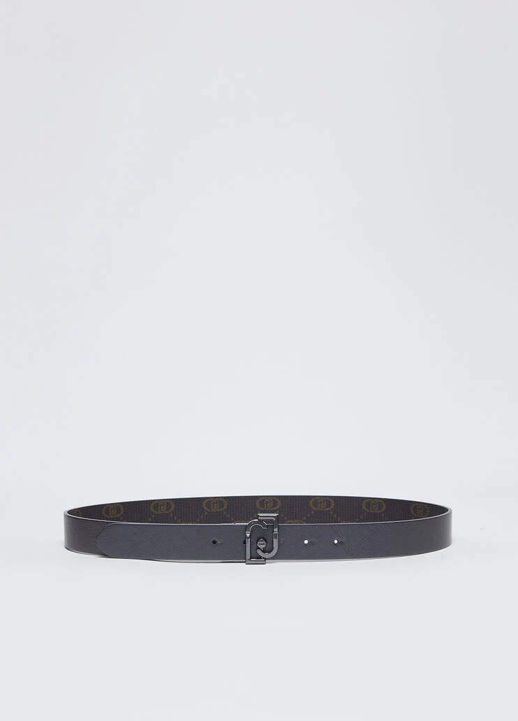 Reversible belt with logo buckle