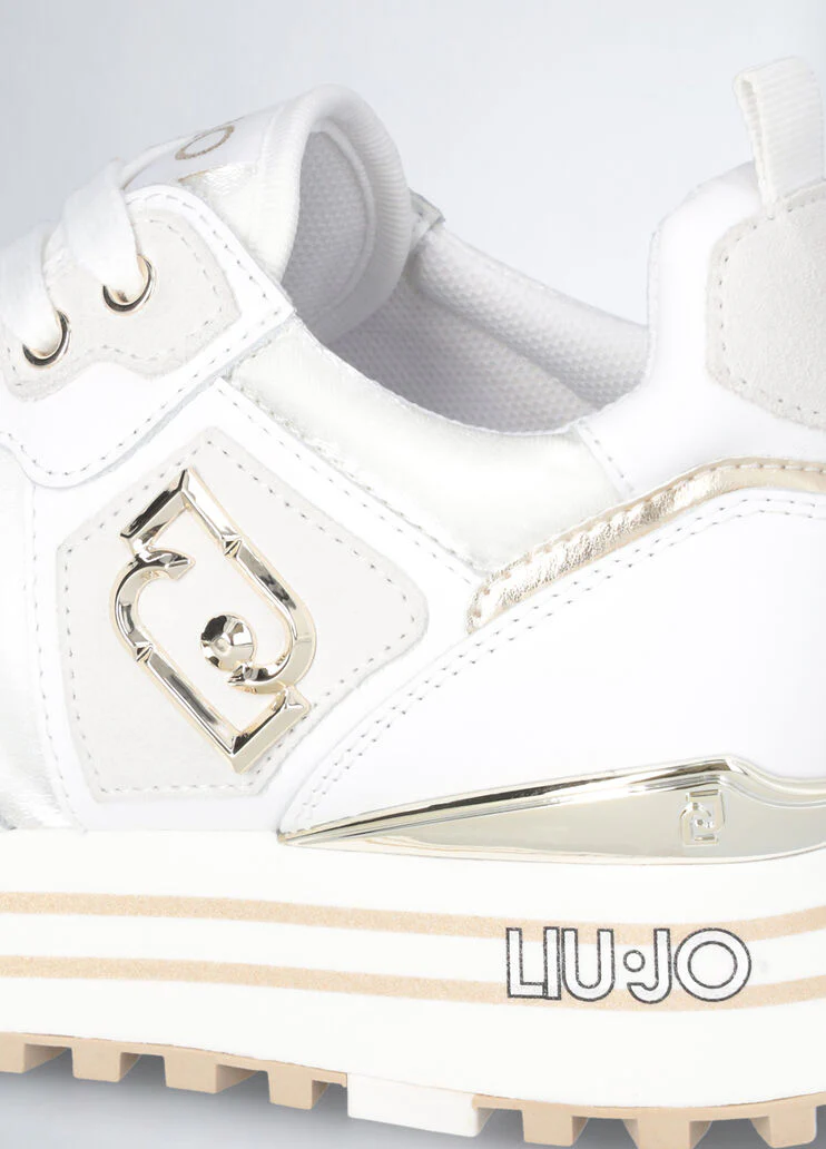 Leather and nylon platform sneakers