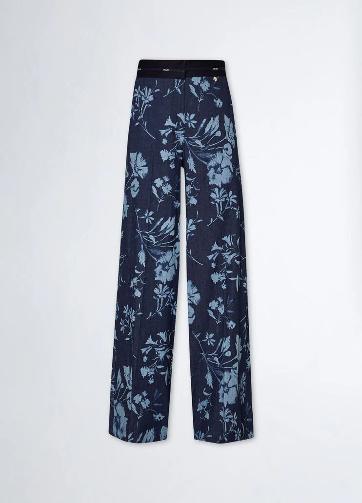 Palazzo jeans with floral print