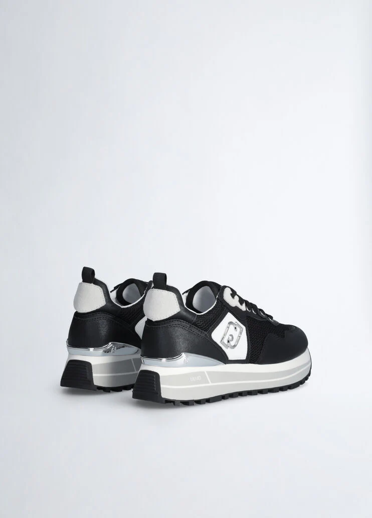 Leather and mesh platform sneakers